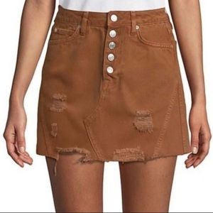 Free People - We The Free distressed Denim mini Brown Skirt Sz-29